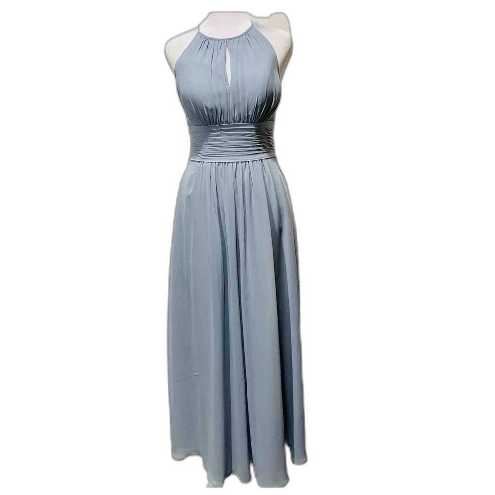 Azazie maxi dress bridesmaids wedding party blue gray formal wear fairy women A0 - Picture 1 of 9